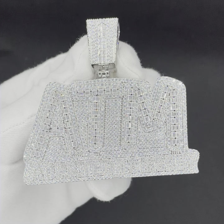 ATM Addicted To Money Iced Out Letter Diamond Pendant Necklace