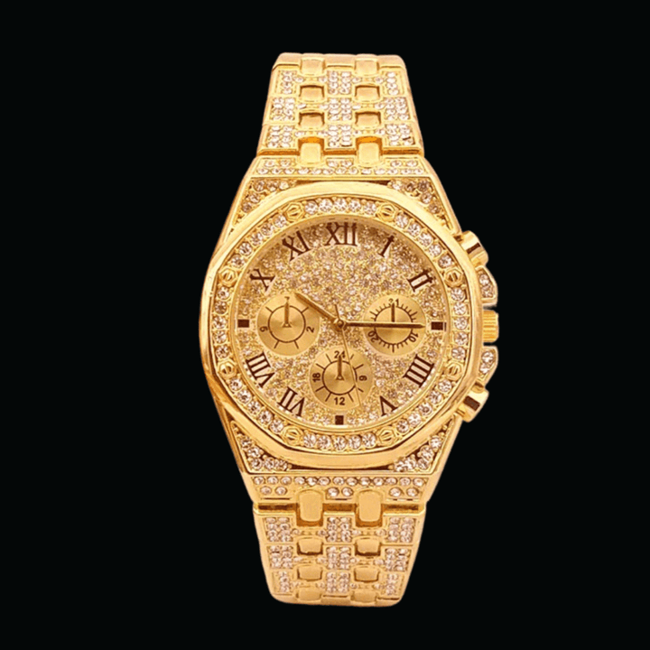 18K Gold Plated Luxury Design Iced Out Watch - Icey Pyramid