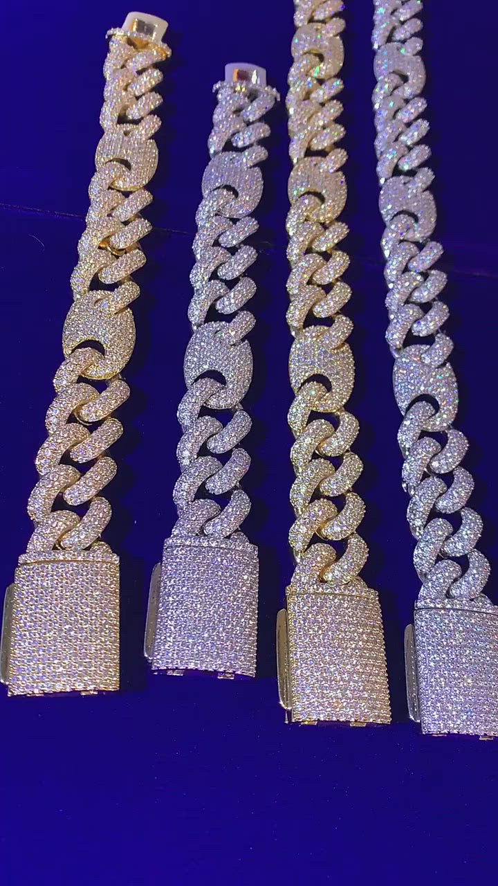 12MM Miami Cuban Bean Link Iced Out Diamond Necklace Chain