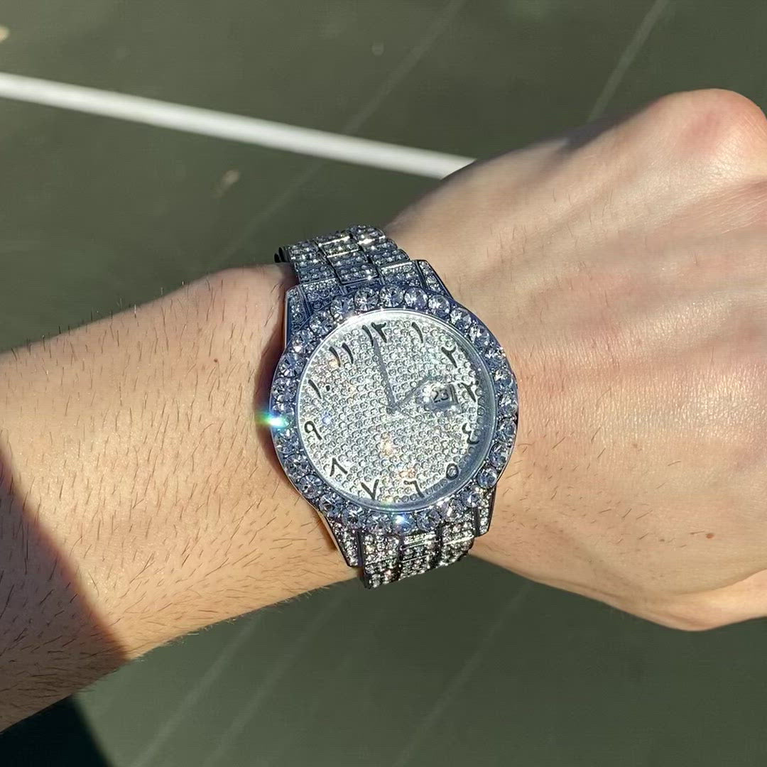 Iced Out Triple Color Luxury Numeral Design Watch