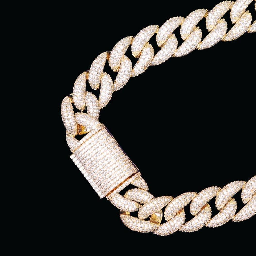 15mm Gold Plated  Miami Cuban Link Chain - Icey Pyramid
