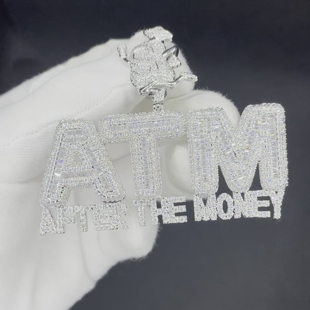 ATM After The Money Money Bag Bail Iced Out Letter Diamond Pendant