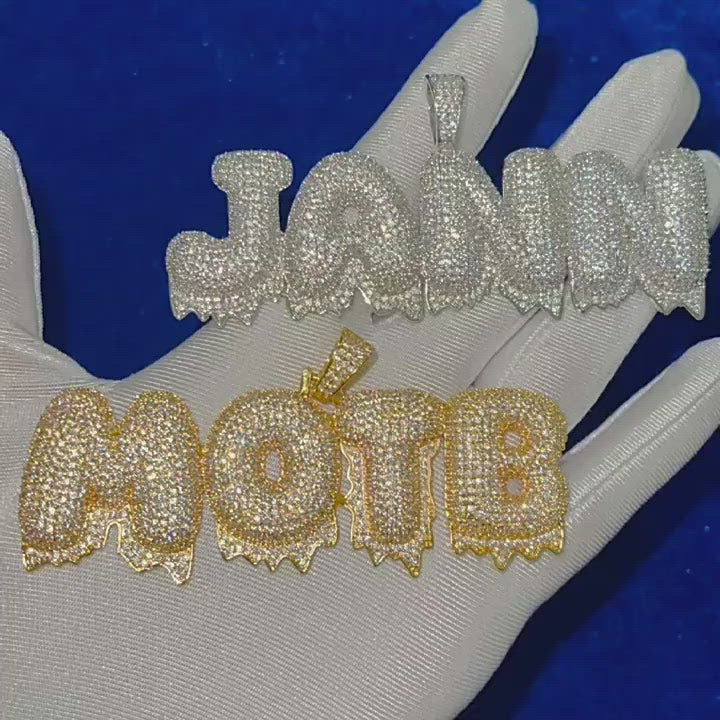 Custom Name Drippy Letter Chain Pendant