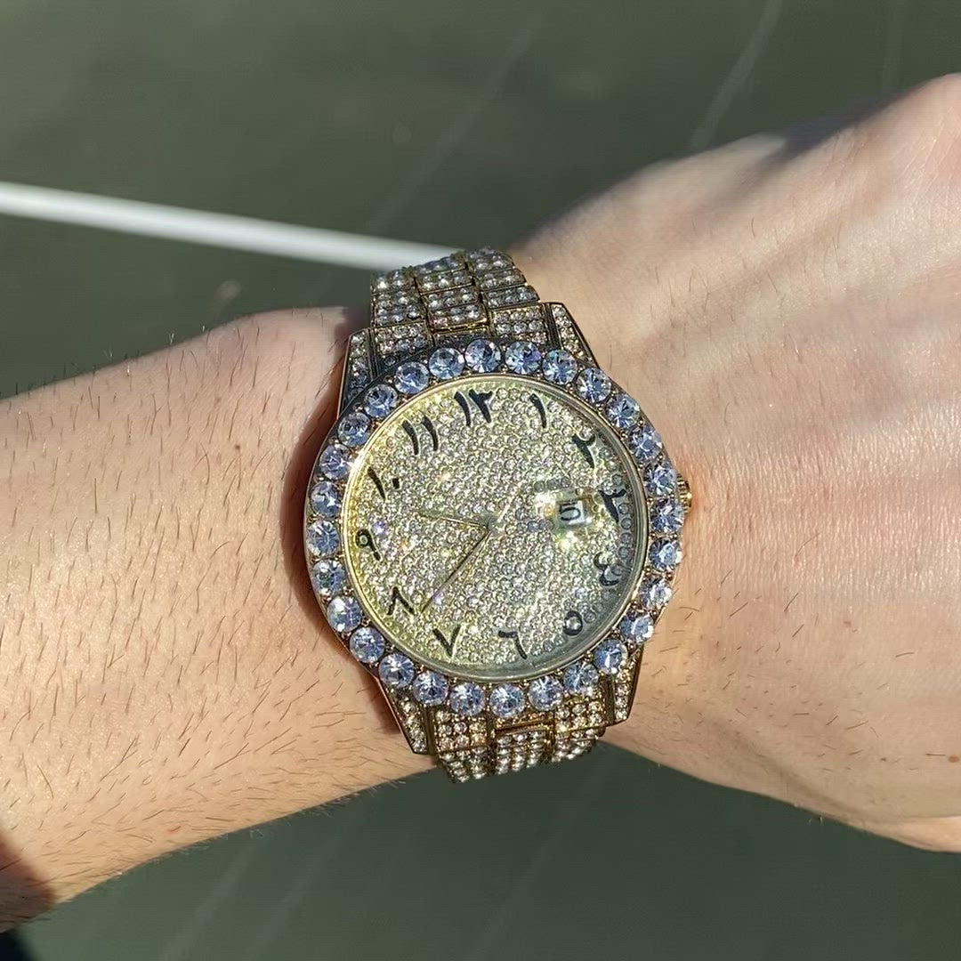Iced Out Triple Color Luxury Numeral Design Watch