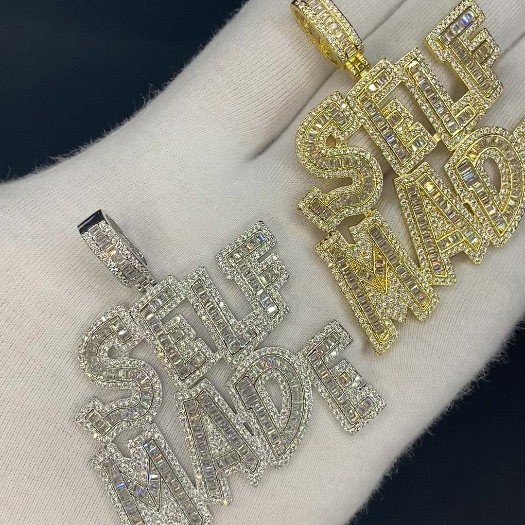 Self Made Iced Out Letter Diamond Pendant