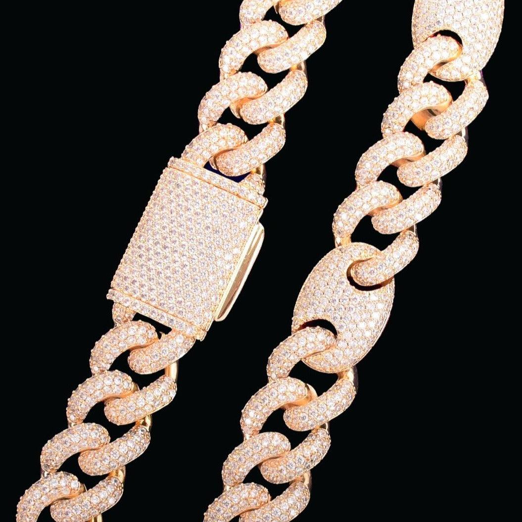 12mm Gold Plated Miami Cuban Link Chain - Icey Pyramid