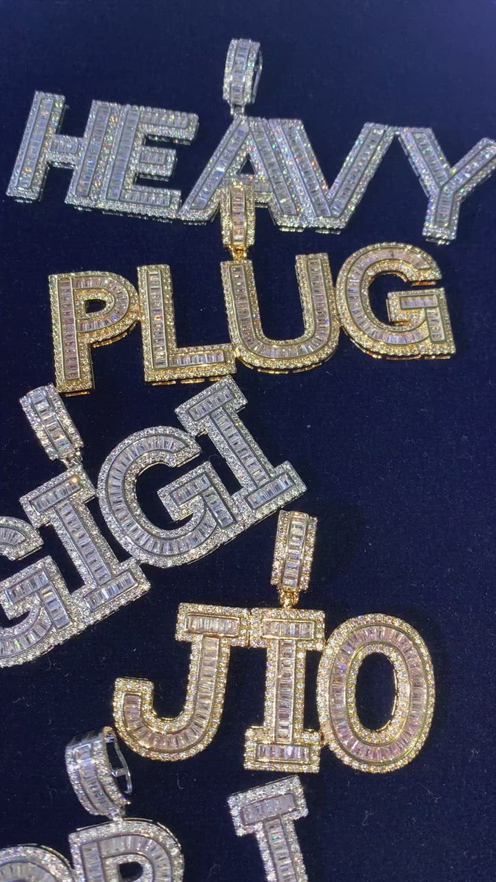 Custom Real Gold Plated Baguette Name Chain Necklace