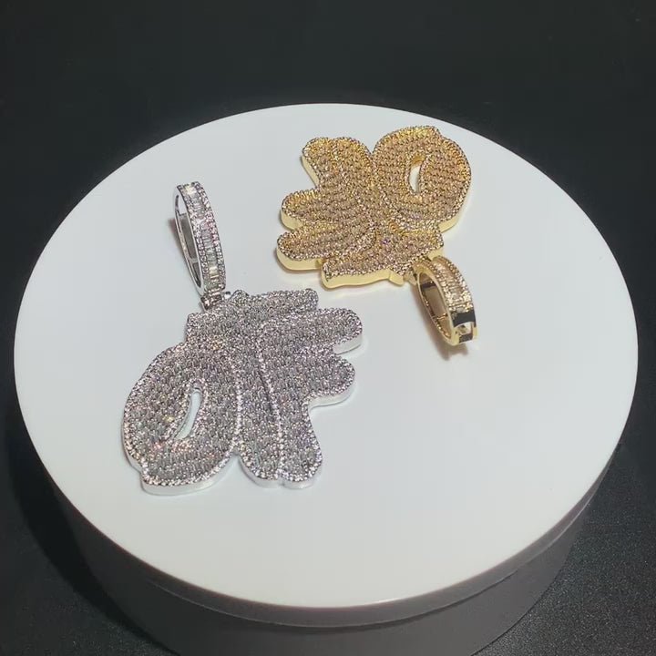 OTF Only The Family Iced Out Letter Diamond Pendant Necklace