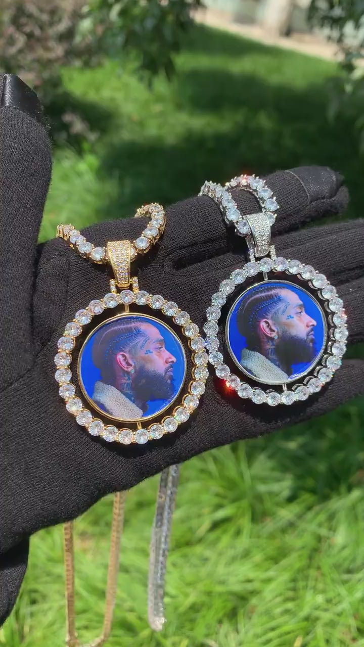 Rotating Double-Sided Medallions Spinning Style Custom Chain With Photo Pendant Necklace