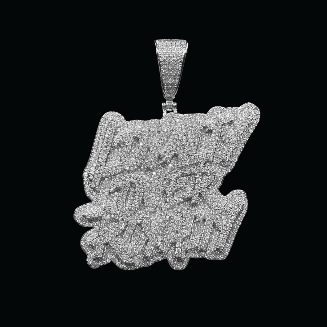 Loyalty Over Royalty Iced Out Letter Diamond Pendant Necklace