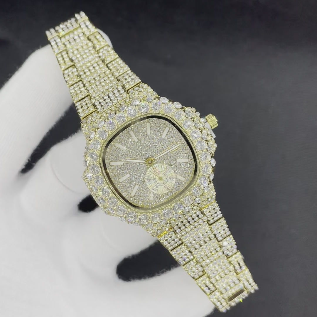 VVS Full Ice Date Special Minute Hand Iced Out Diamond Watch