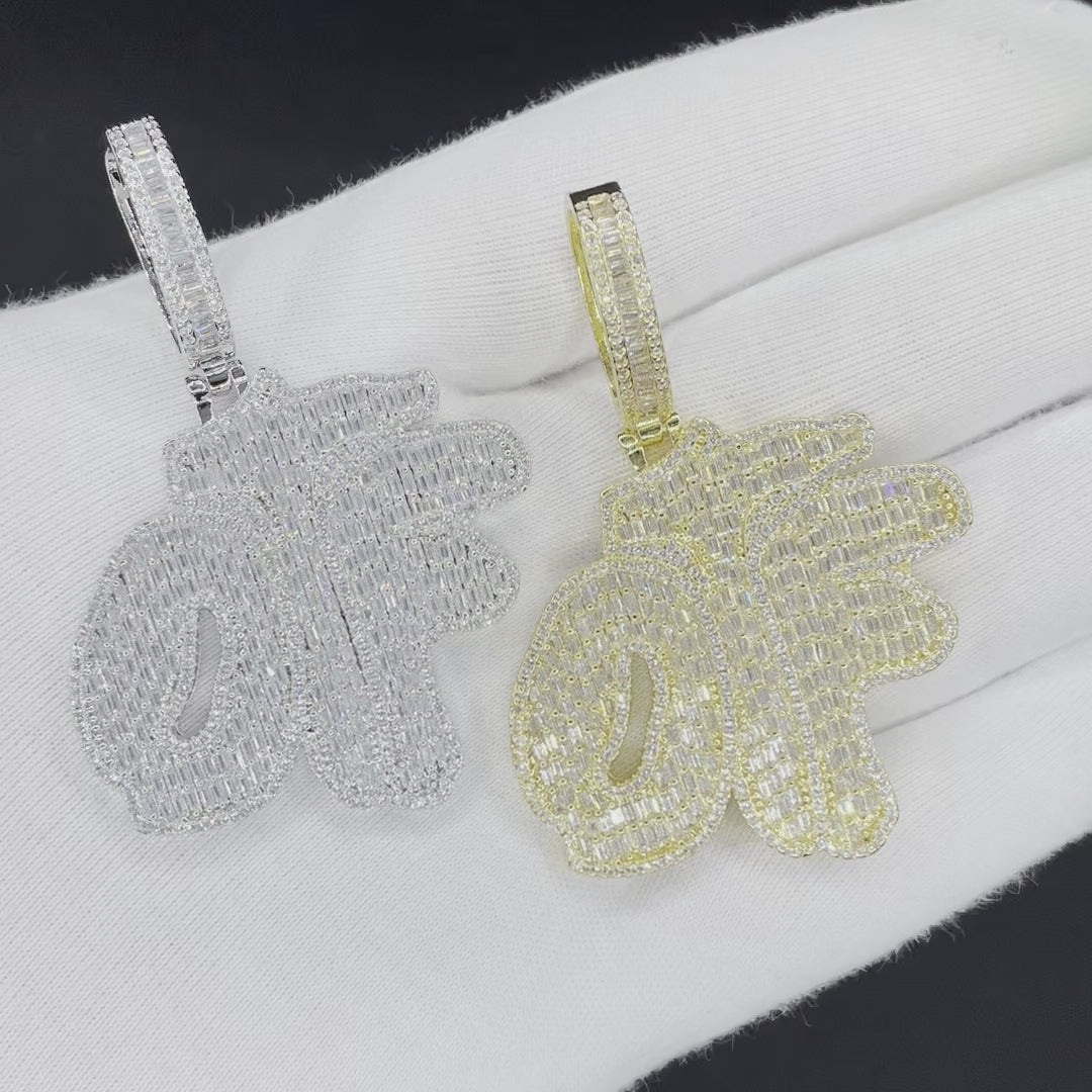 OTF Only The Family Iced Out Letter Diamond Pendant Necklace