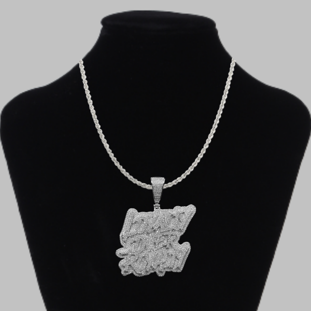 Loyalty Over Royalty Iced Out Letter Diamond Pendant