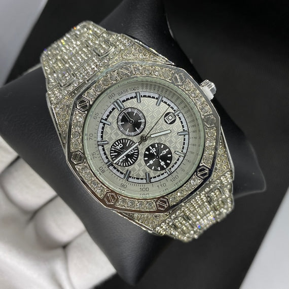 18K Iced Out Chronograph Luxury Watch